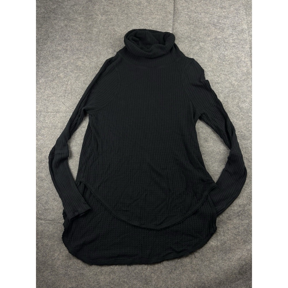 We The Free People Women's S Kristina Waffle Thermal Knit Turtleneck Tunic Top‎